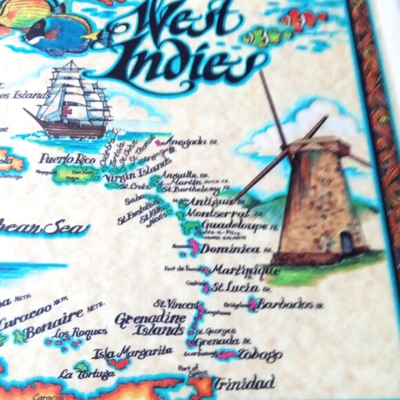 2 West Indies Placemat Souvenir Travel Place-mats Table Protector runner Vintage - Picture 5 of 8